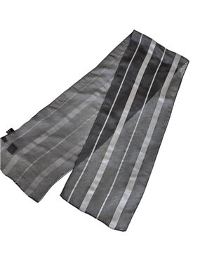 NWT NY & CO 100% Silk Gray Striped Scarf - Lightweight Fashion Accessory